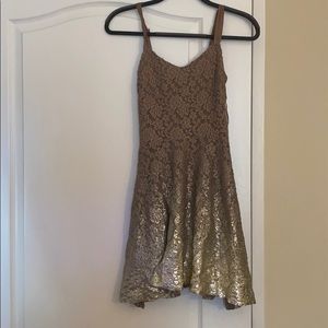 Free people lace dress metallic gold ombre dipped
